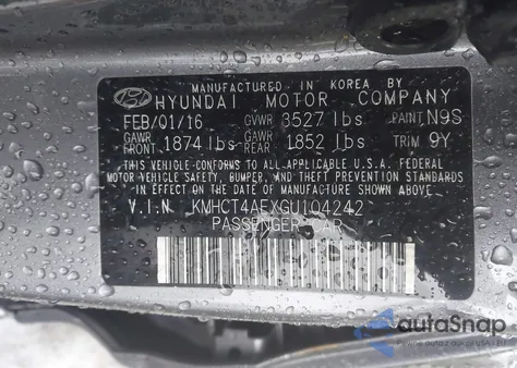 2016 Hyundai Accent Se из США, поврежденный, VIN KMHCT4AEXGU104242